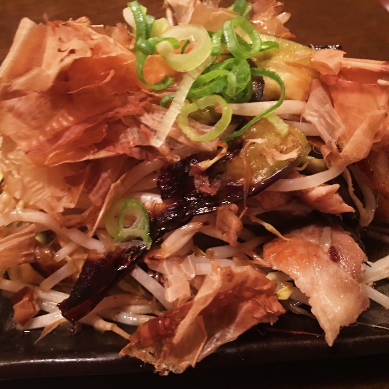 豚茄子もやし(駒鉄板お好み焼 )