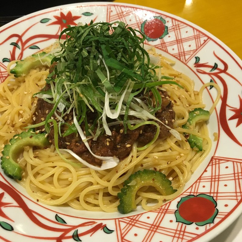 なすと肉味噌とビタミンゴーヤのピリ辛風(洋麺屋五右衛門 磯子店)