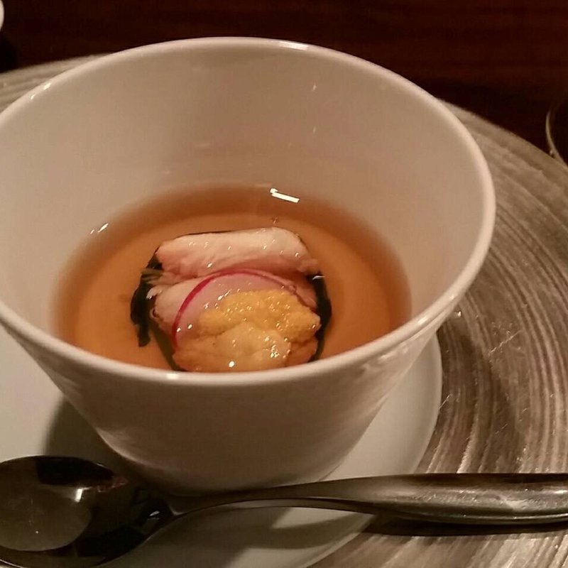 蕪のブランマンジェ・ズワイガニとウニのジュレ(ラ・メゾン・ドゥ・ラ・ナチュール・ゴウ)