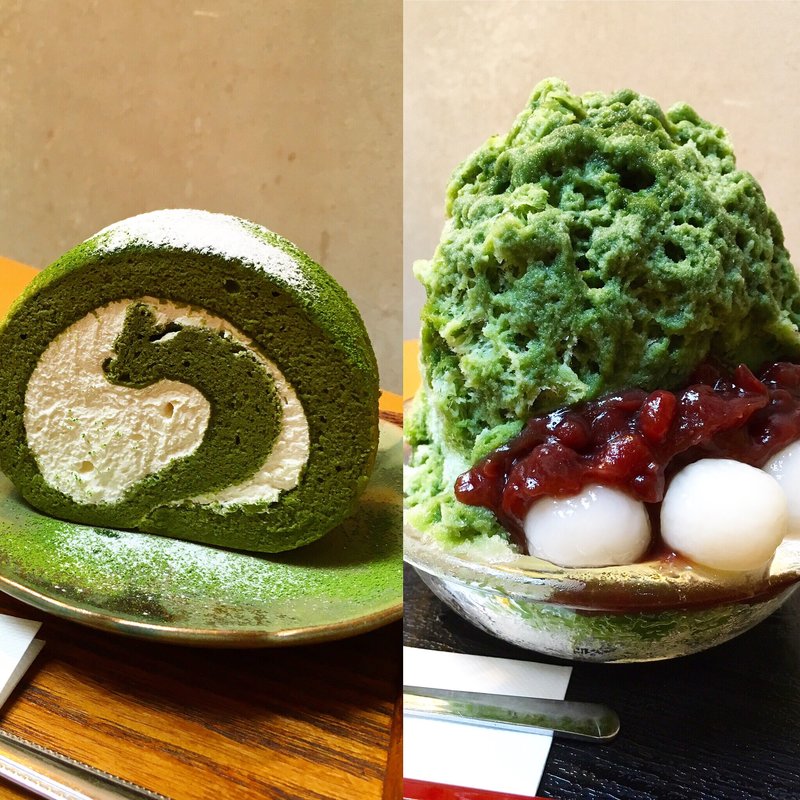 カキ氷 抹茶ロール(茶寮 油長 （さりょう あぶらちょう）)