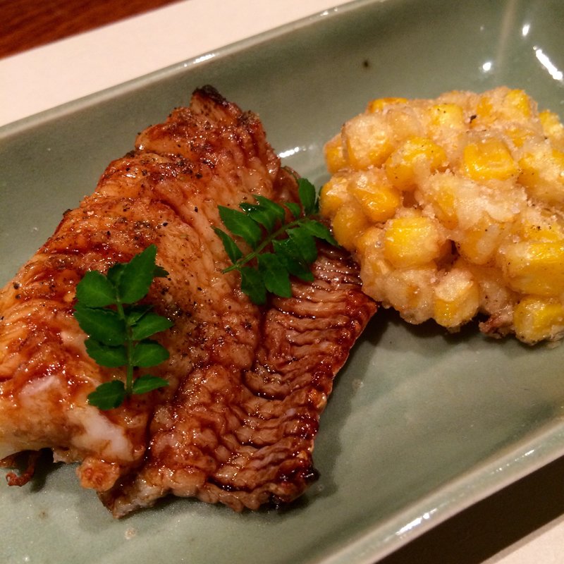 鱧とトウモロコシの天ぷら(銀座 圓 Ginza Maru)