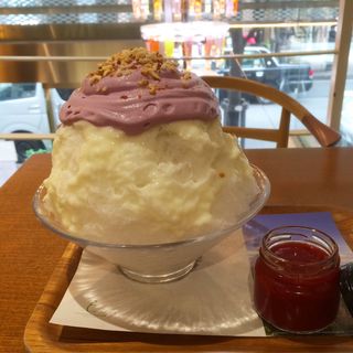 紫いもミルクエスプーマと酒粕クリームとセンガセンガナ(銀座のジンジャー 銀座本店)