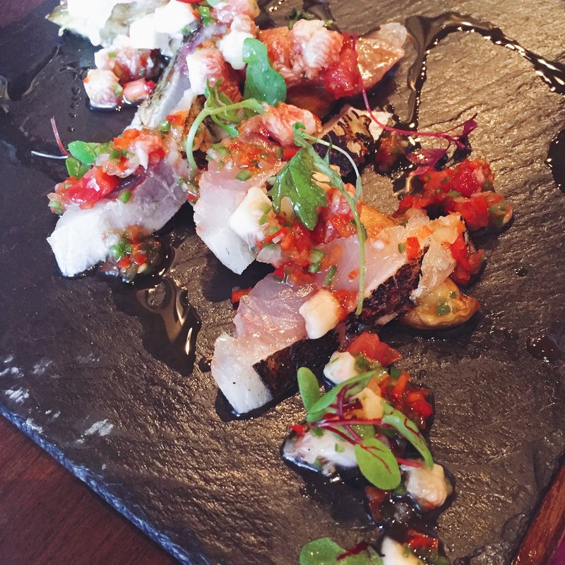 鯵と茄子の取り合わせいちぢくのアグロドルチェ(KNOT)