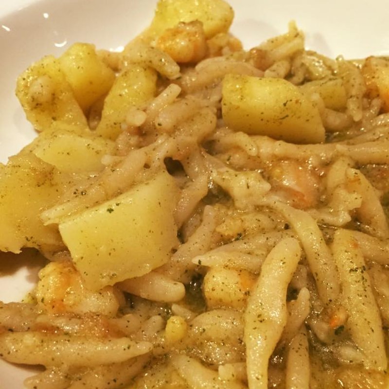 エビとジャガイモのトロフィエセージのソース(ワインビストロ Dai)