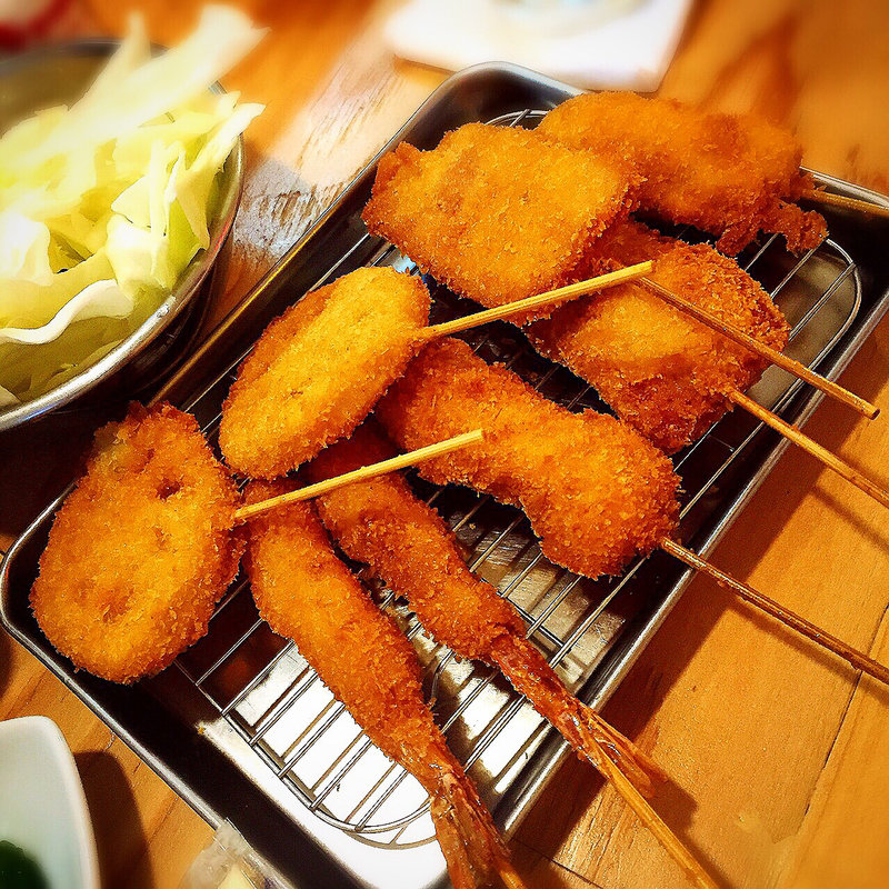 ハムカツ ホタテ エビ レンコン(串カツ田中 西川口店)