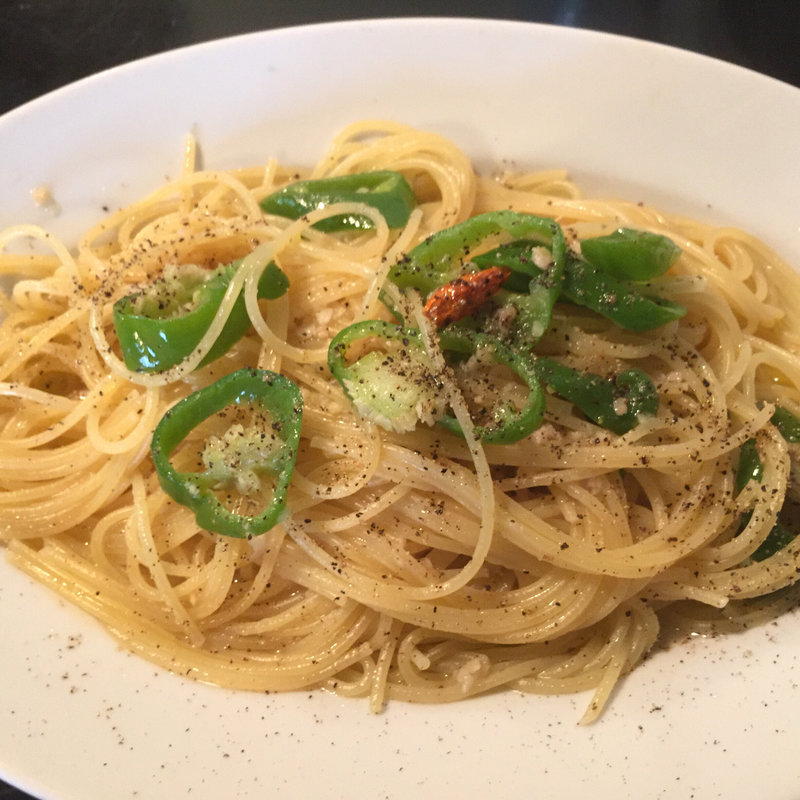 万願寺とうがらしのオイルパスタ(京野菜イタリアンバール　UNO （ウーノ）)