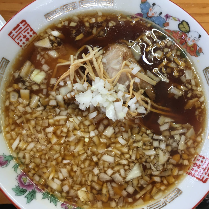 ラーメン(トッピングやくみ(玉ねぎ)＋50円)(ラーメンワンちゃん )