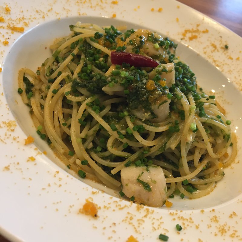 帆立と青海苔のカラスミペペロンチーノ(ナイン ピッツァ パスタ)