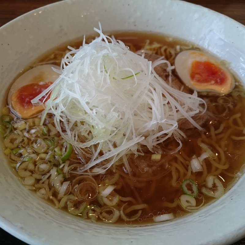 和風らーめん （ 普通 約130g ） + 白ネギ + 味玉子(のらや )