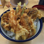 松茸と海老、秋鮭の秋天丼