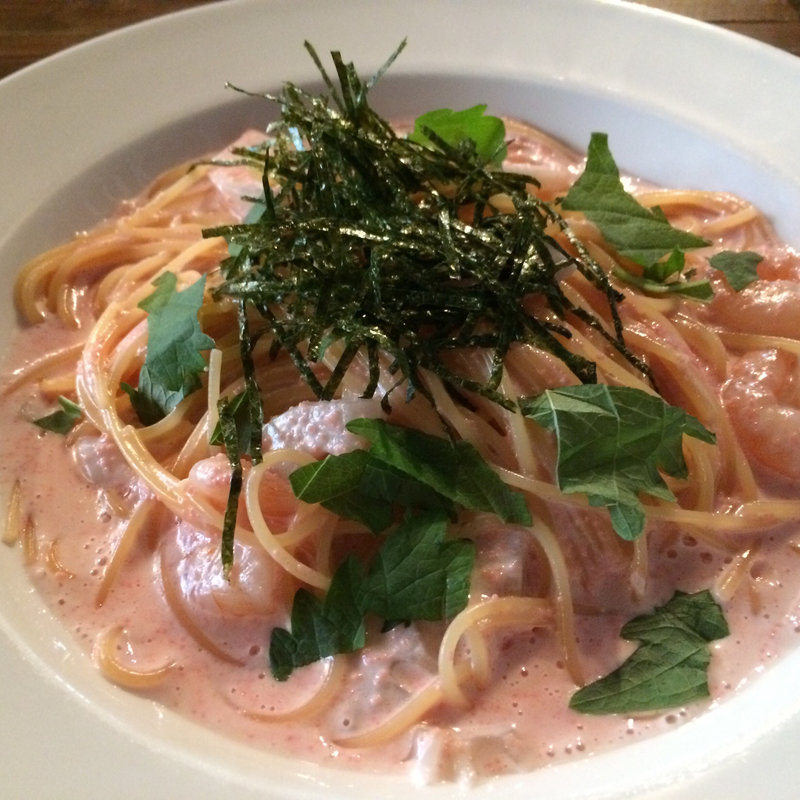 エビとレンコンの明太クリームパスタ(アネアカフェ 参宮橋店 （anea cafe）)