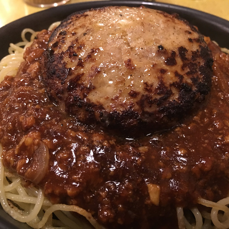 自家挽きミートスパゲティ ハンバーグ付き(レストラン メルズ)