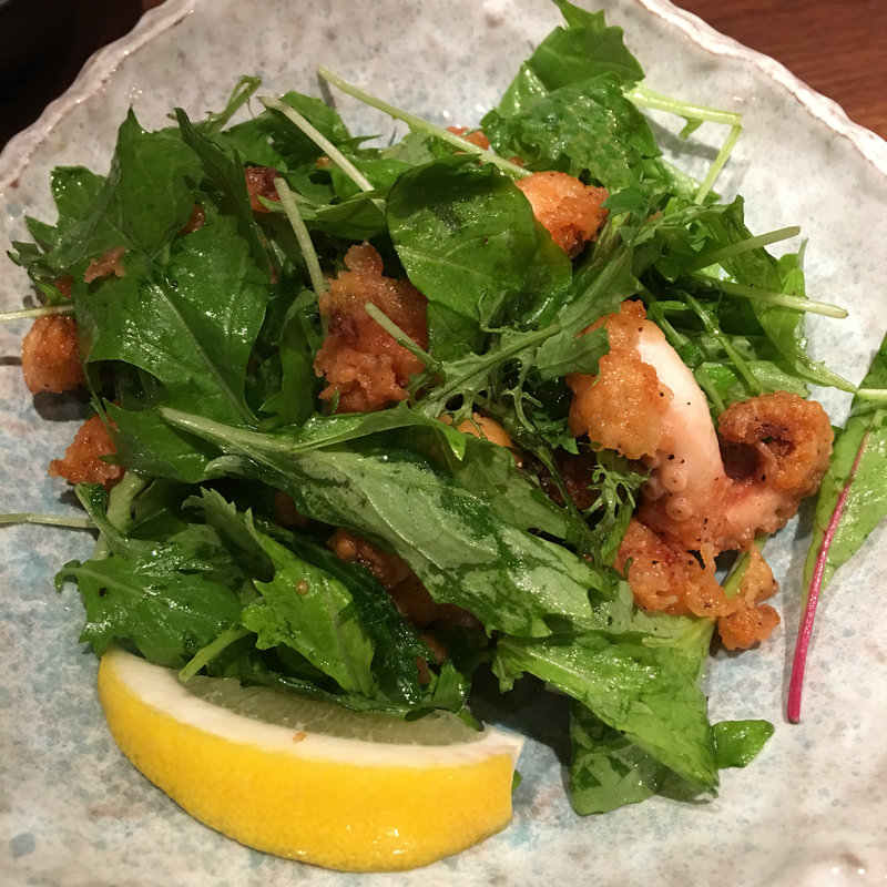 タコカラとベビーリーフの塩レモン(炭火焼鳥鶏屋だもん 池田店)
