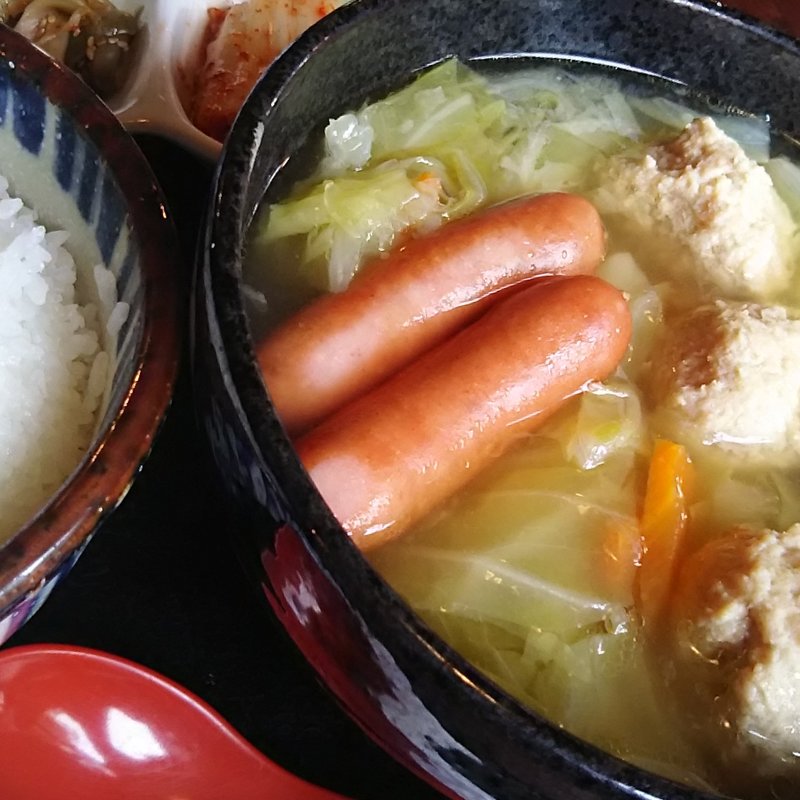 つくねたっぷり野菜のスープ定食(炭火焼き鳥 串八珍 新川店)