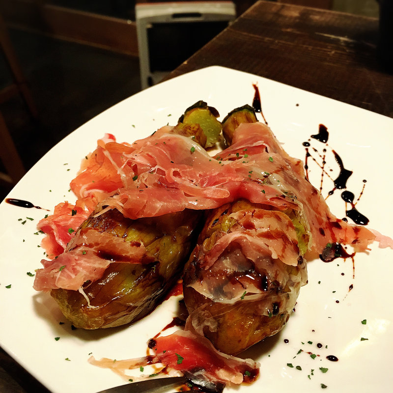 焼き茄子とプロシュート(イザカヤ むつ五郎 （izakaya ムツゴロウ）)