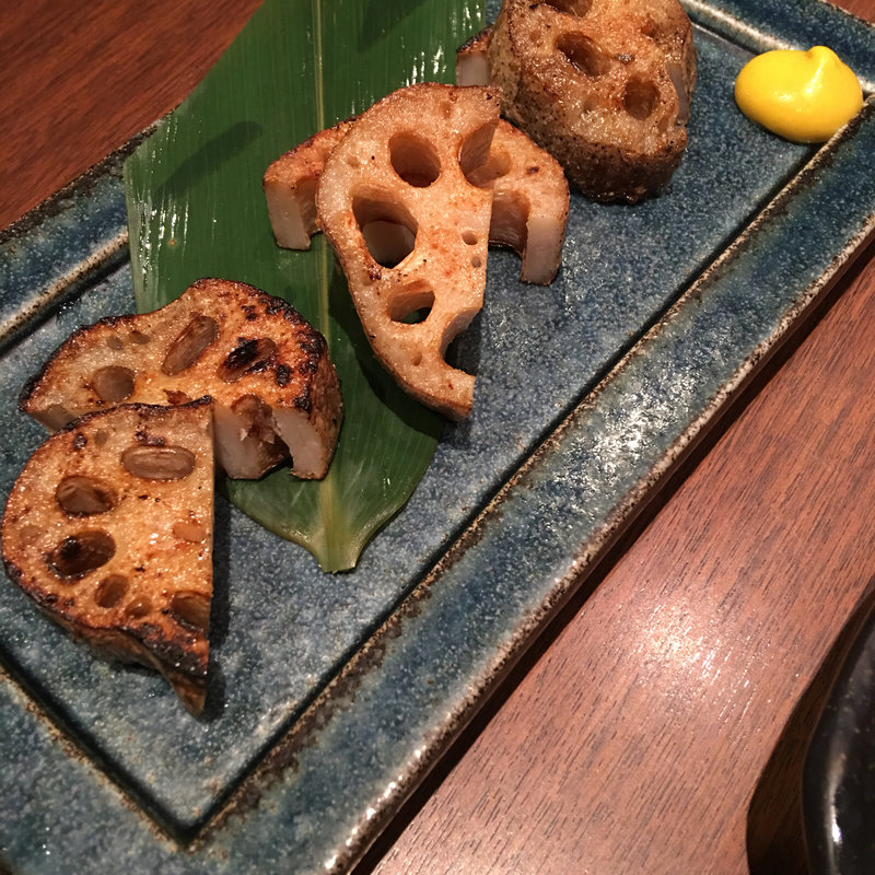 れんこんの炭火焼き(炭火焼鳥鶏屋だもん 池田店)