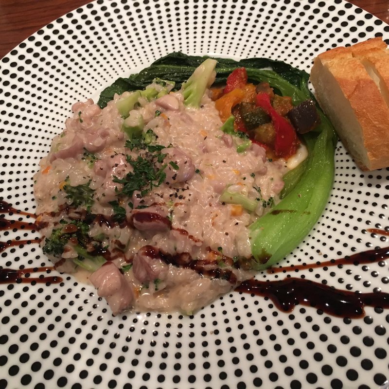 信玄鳥とブロッコリーのクリームリゾット（日替りランチ）(オブスキュール （obscur French Cuisine & Bar）)