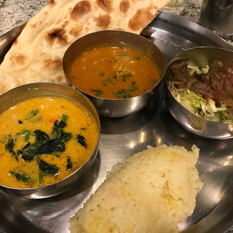 Dセット  ( チキンカバブとAかBどちらかのカレー )(おいしいカレー工房 ひつじや )