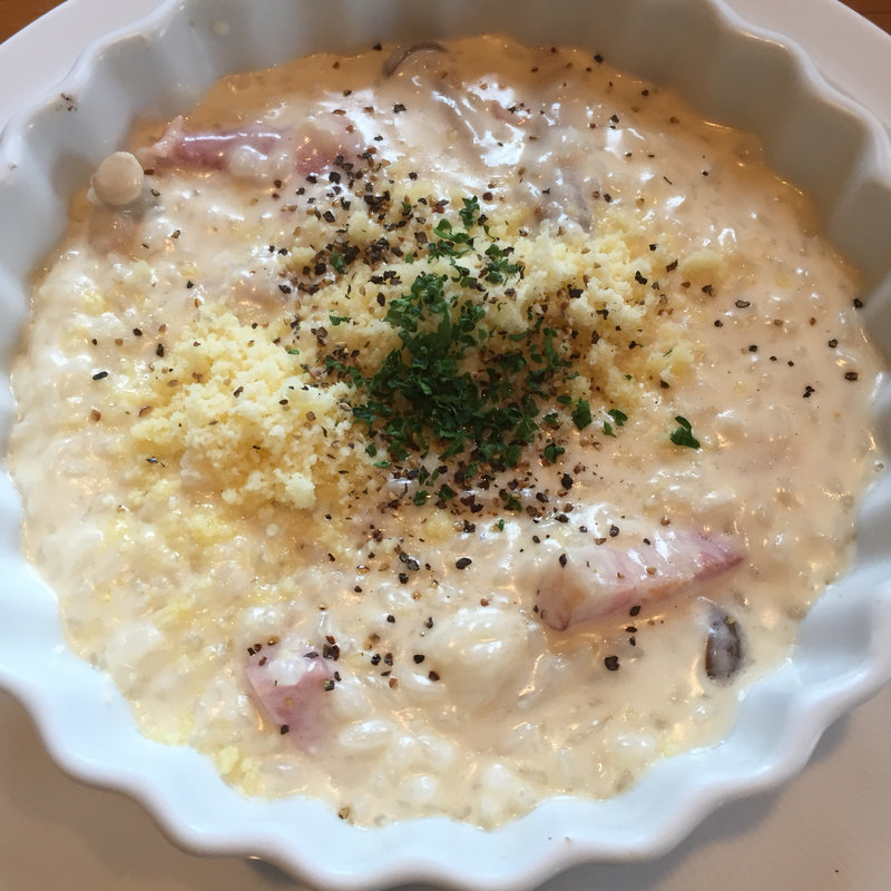 ベーコンとしめじのチーズリゾット(ハッピー・バレー山田店)