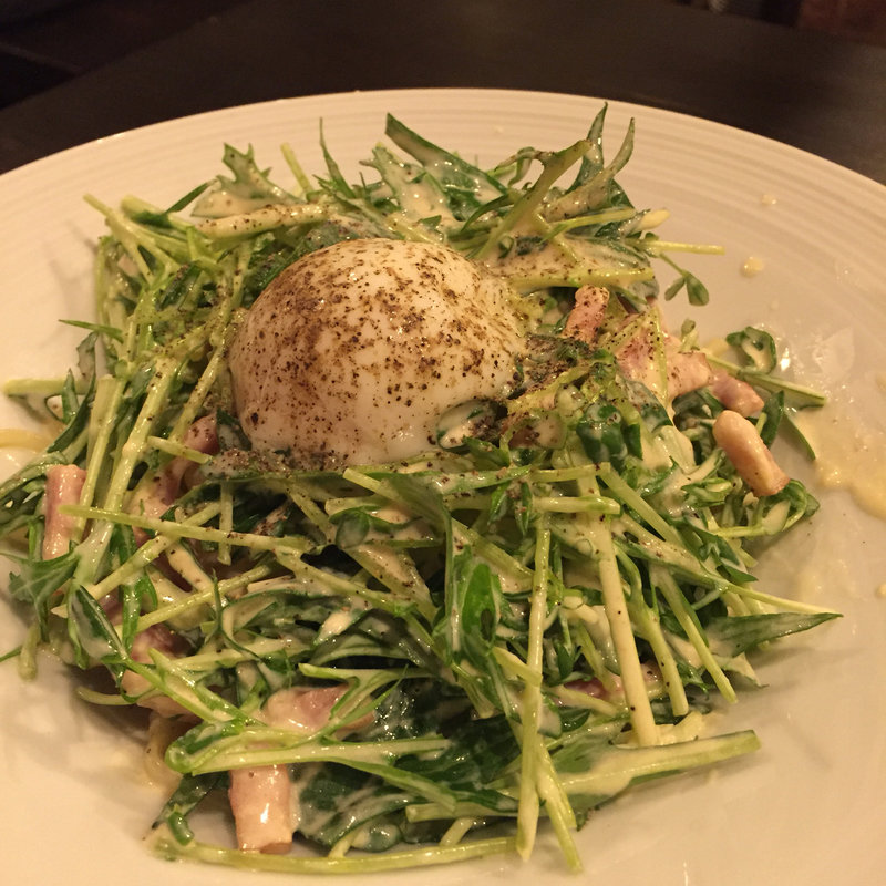 カルボナーラの温泉玉子のせ(ブーブル beau bleu)