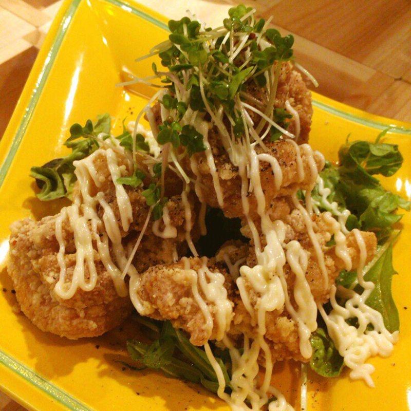 奥丹波鶏の変わり揚げ(自家製ソーセージと燻製  裏天満BREMEN)