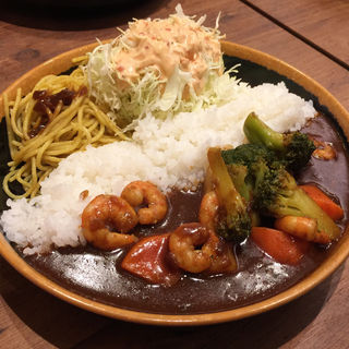 ガーリックシュリンプカレー+ゴロゴロ野菜(Mr.ポルコン 姫路フェスタ店 )