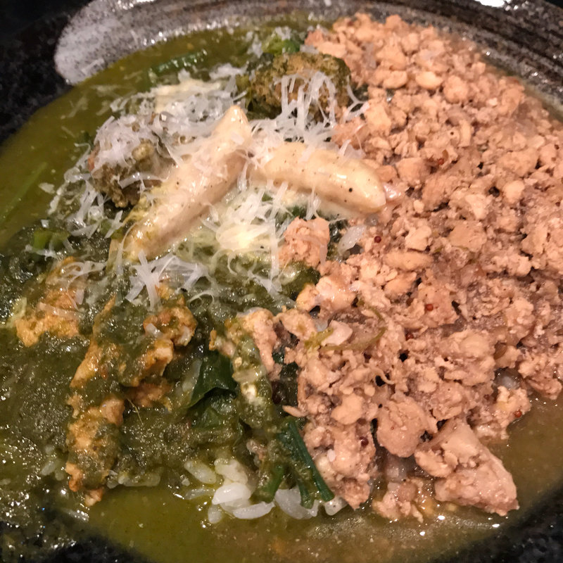 ほうれん草和レー&激辛チキンキーマカレー(和レー屋 南船場ゴヤクラ （ゴヤクラ）)