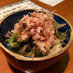 チンゲン菜と南関揚げの煮浸し(日本酒バー 雲レ日)