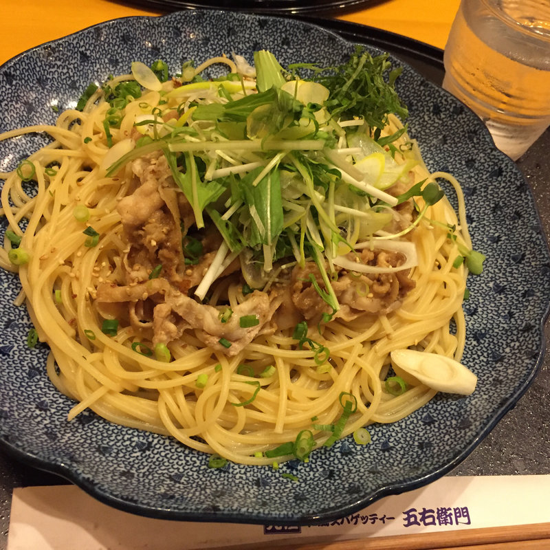 野菜たっぷり豚しゃぶサラダスパゲッティ(洋麺屋五右衛門 阪急３２番街店)