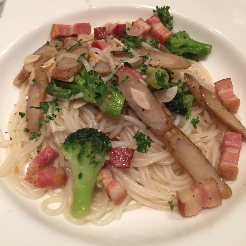 ベーコンとゴボウのパスタ(花畑公民館)