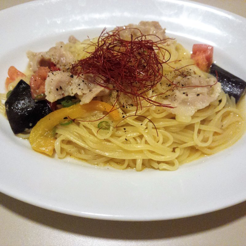 豚肉と夏野菜のペペロンチーノ(小麦や)