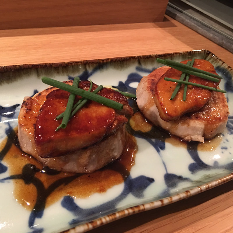 海老とファアグラのステーキ(こんぶや恵比寿)