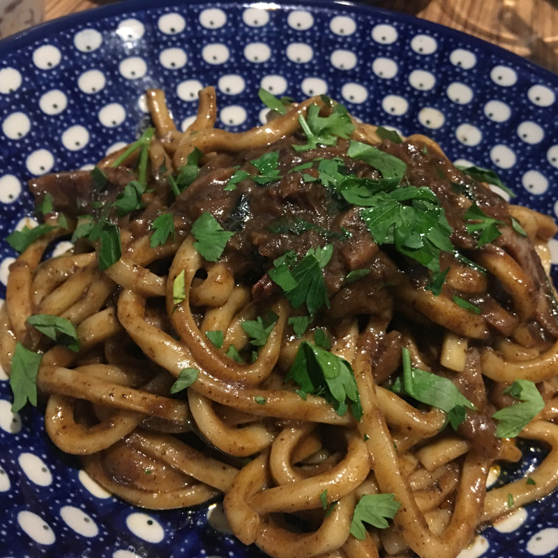 黄色いイワシのソース 極太麺(ロットチェント)
