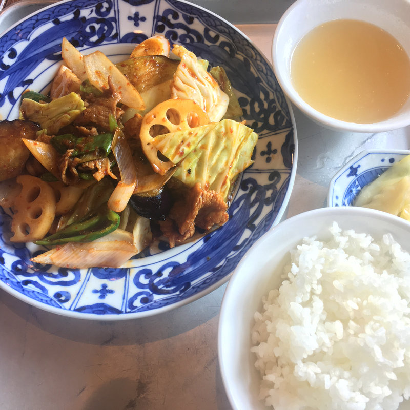 豚肉と茄子の甘辛炒め定食(虎春屋 六本木店)