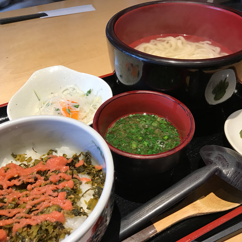 釜揚げうどん定食/明太高菜ご飯セット(釜揚げうどん はつとみ)
