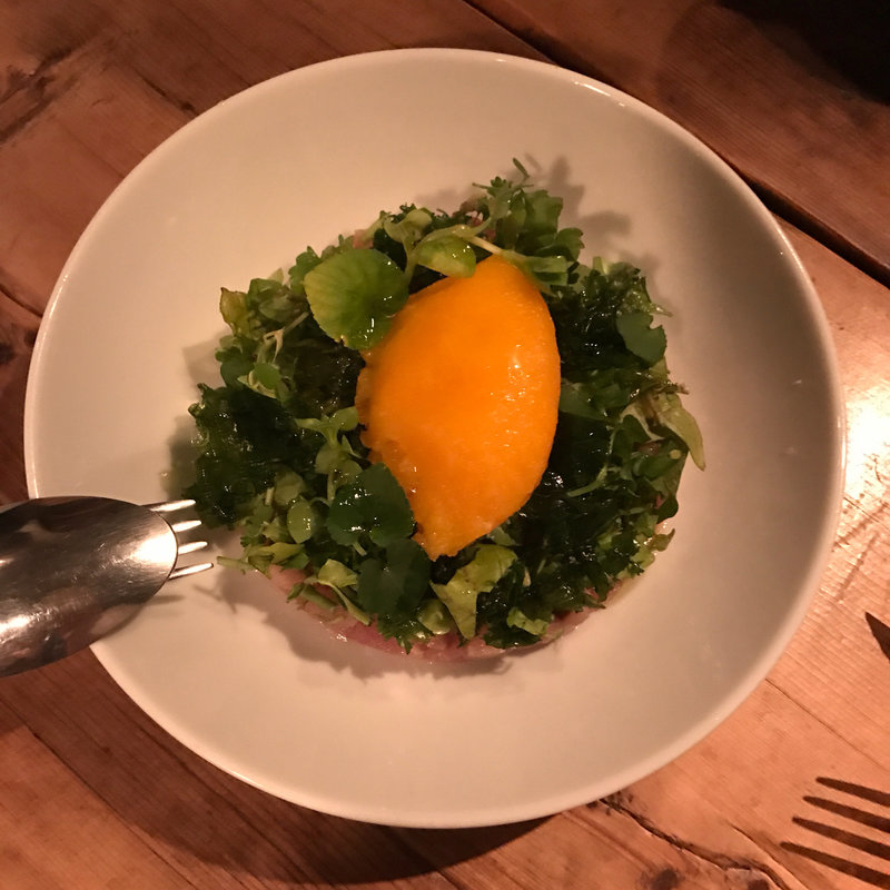 ブリのカルパッチョ オレンジシャーベット添え(HOUSE)