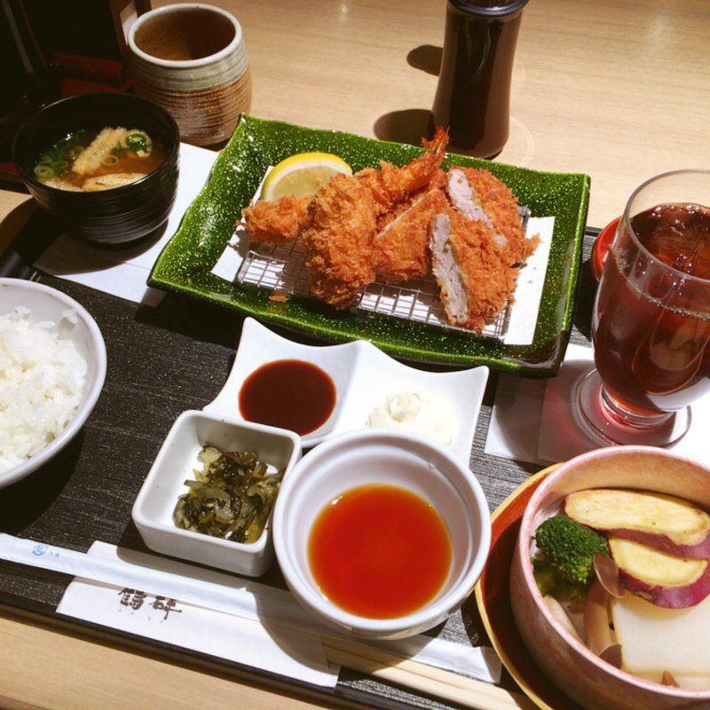 満足セット(ドリンク付き)(とんかつ料理と京野菜 鶴群 大丸梅田店)