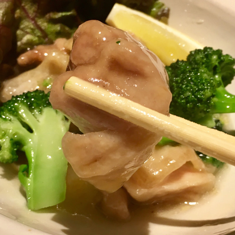 有田鶏とブロッコリーの塩ダレ炒め(六ヶ城)