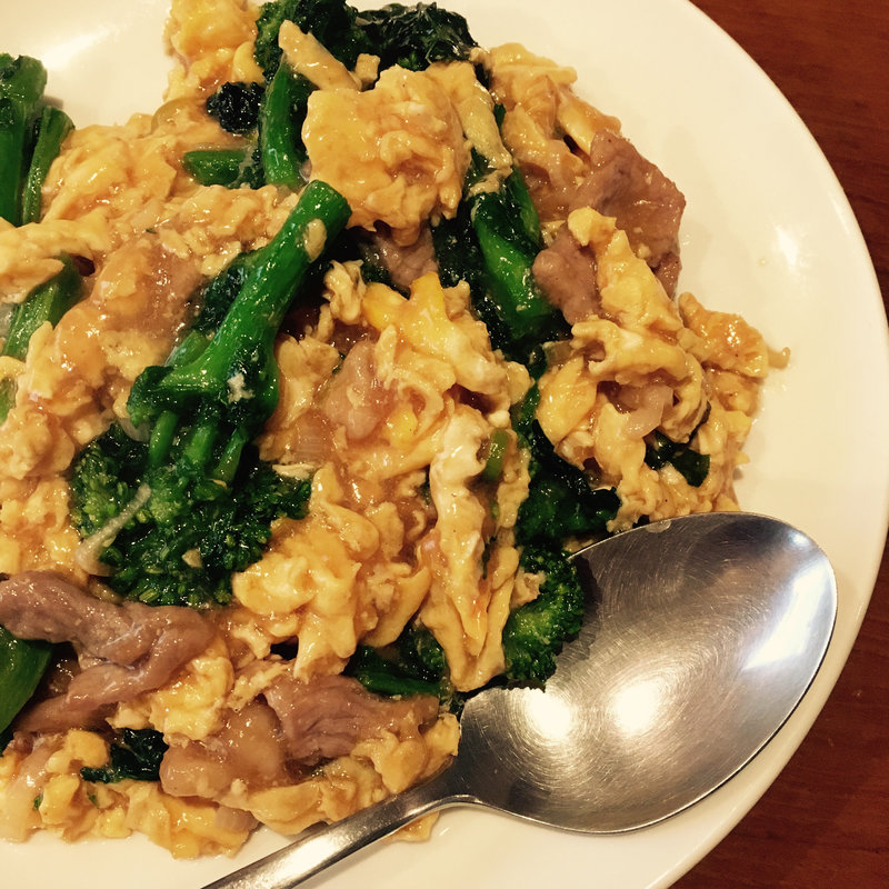 菜の花と玉子と豚肉の炒め物(来来)