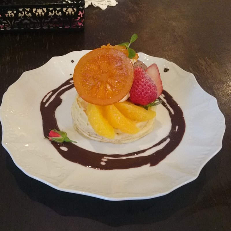 オレンジとチョコレートのパンケーキ(カフェ アンジェ)