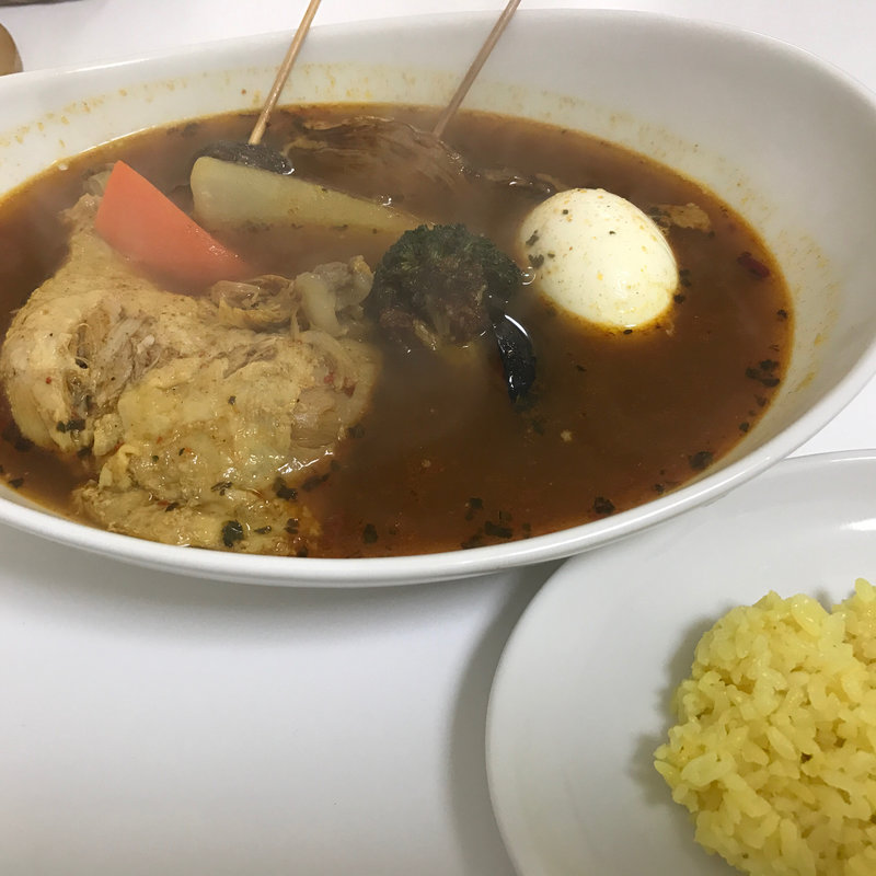 チキン野菜スープカレー とろとろ半熟たまごトッピング(スパイススマイル （soup curry Spice×Smile）)