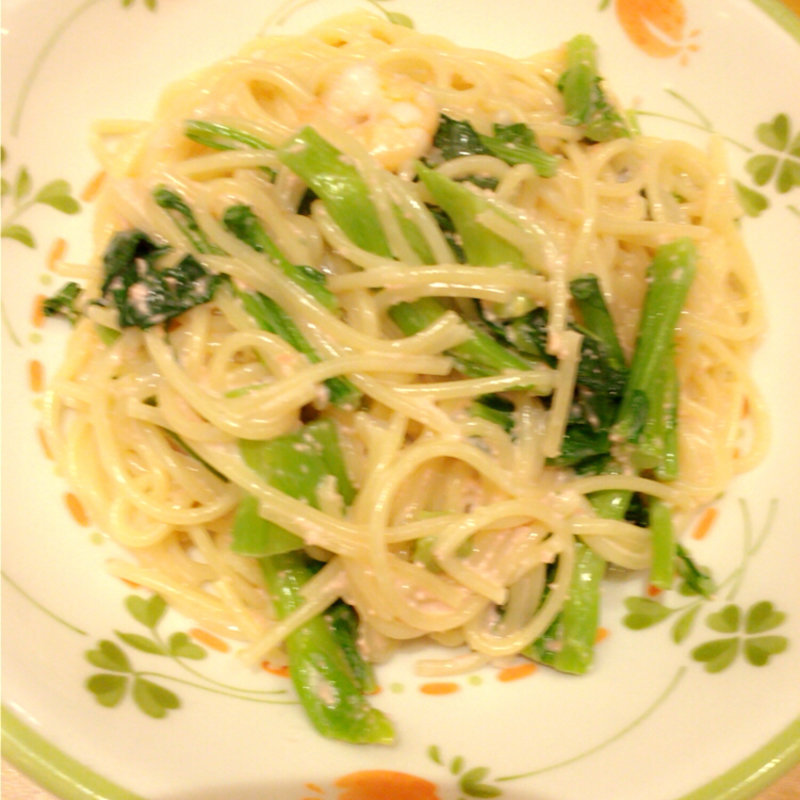 菜花とエビのタラコクリームスパゲッティ(サイゼリヤ ライフガーデン潮芦屋店)