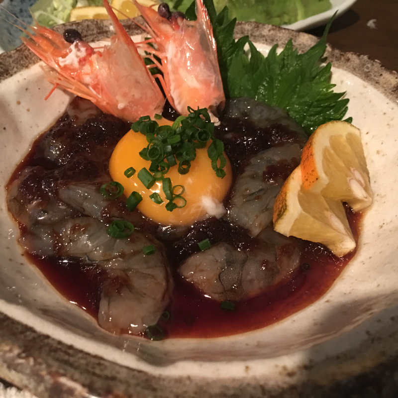 海老のユッケ(笑うだるま 大手門店)