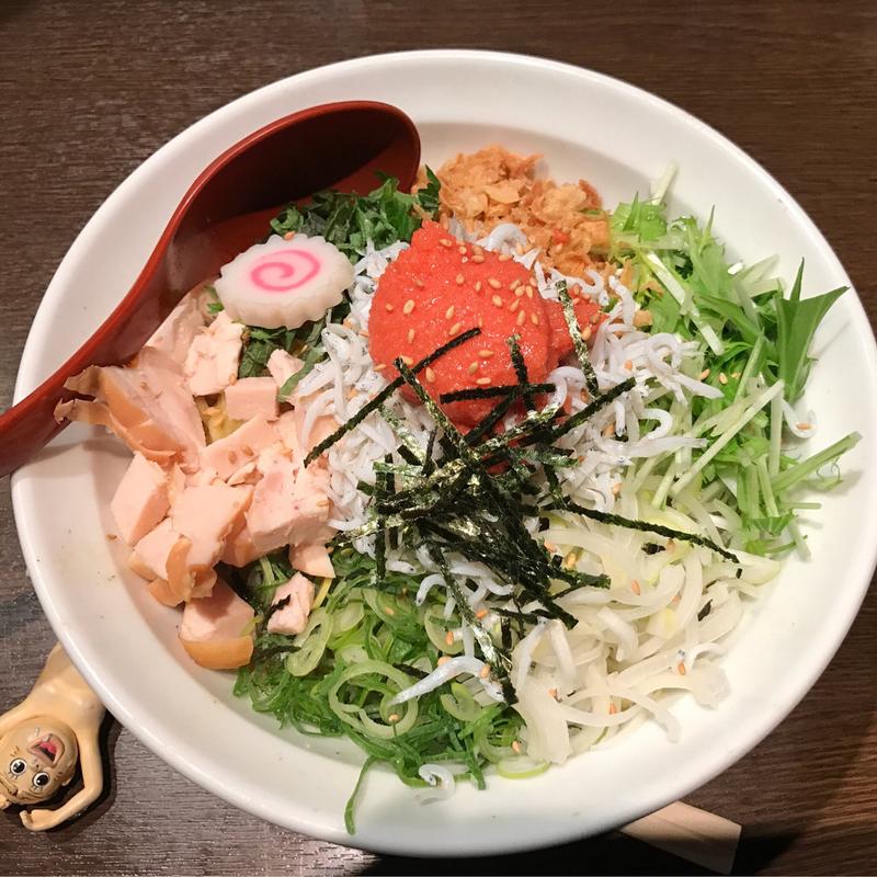 明太子と釜揚げしらすの和風まぜそば(中華そば ひのき屋)