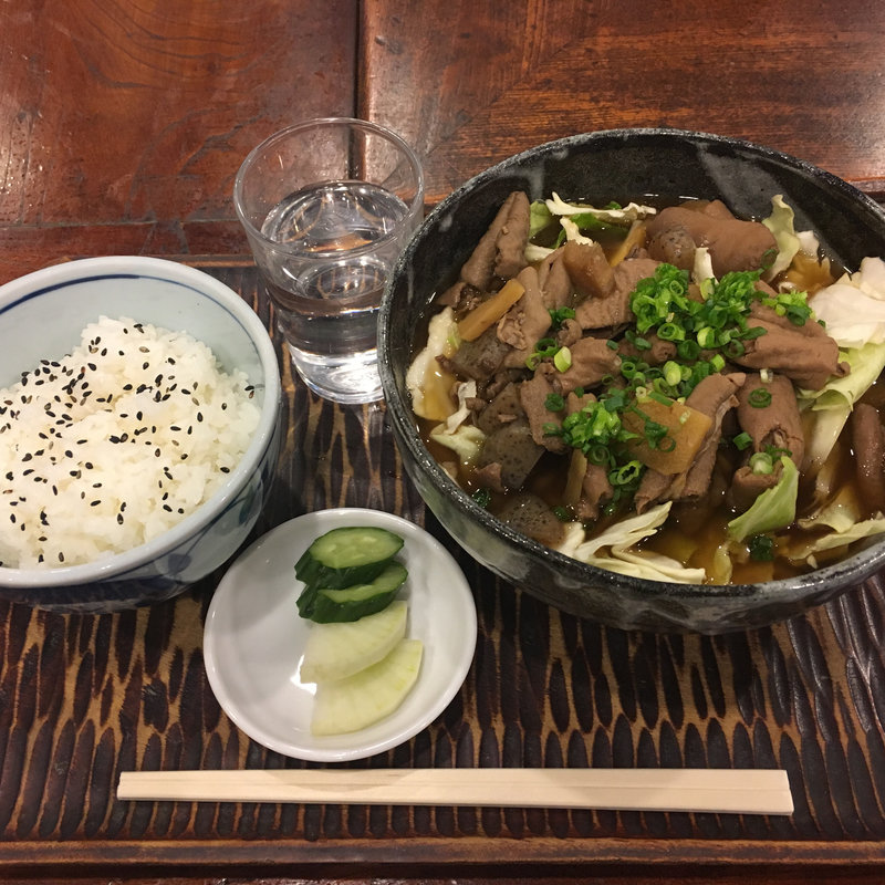 もつ煮うどん定食(招福そば奈美喜庵)