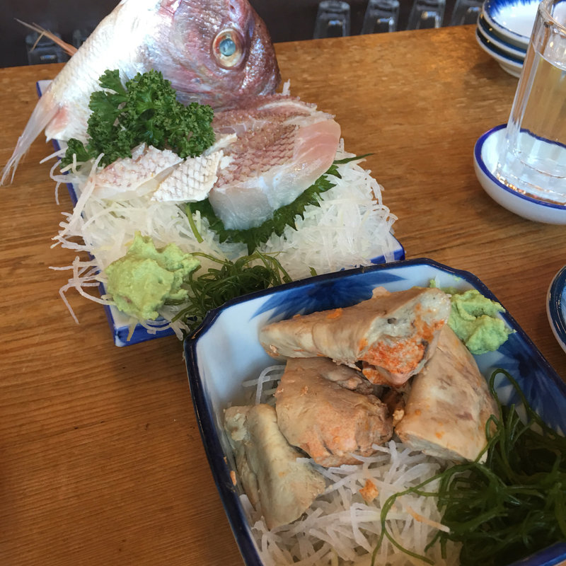 鯛の刺身(魚三酒場 富岡店)