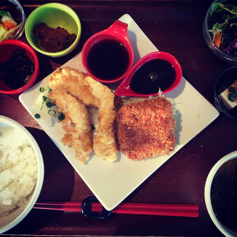 ブタクリームコロッケ&おろしネギ鶏天(CAFEオヤジ )