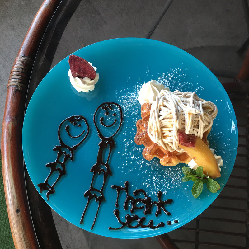 モンブランワッフル(そばカフェ ほどほど)