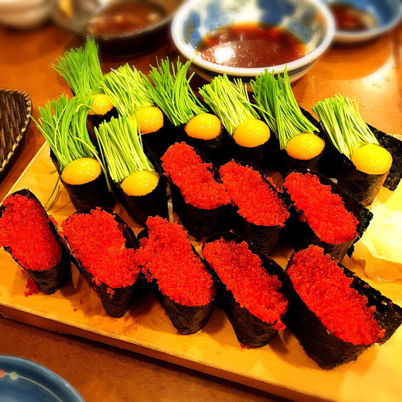 芽ネギ&うずらとえびっ子(いろは寿司)