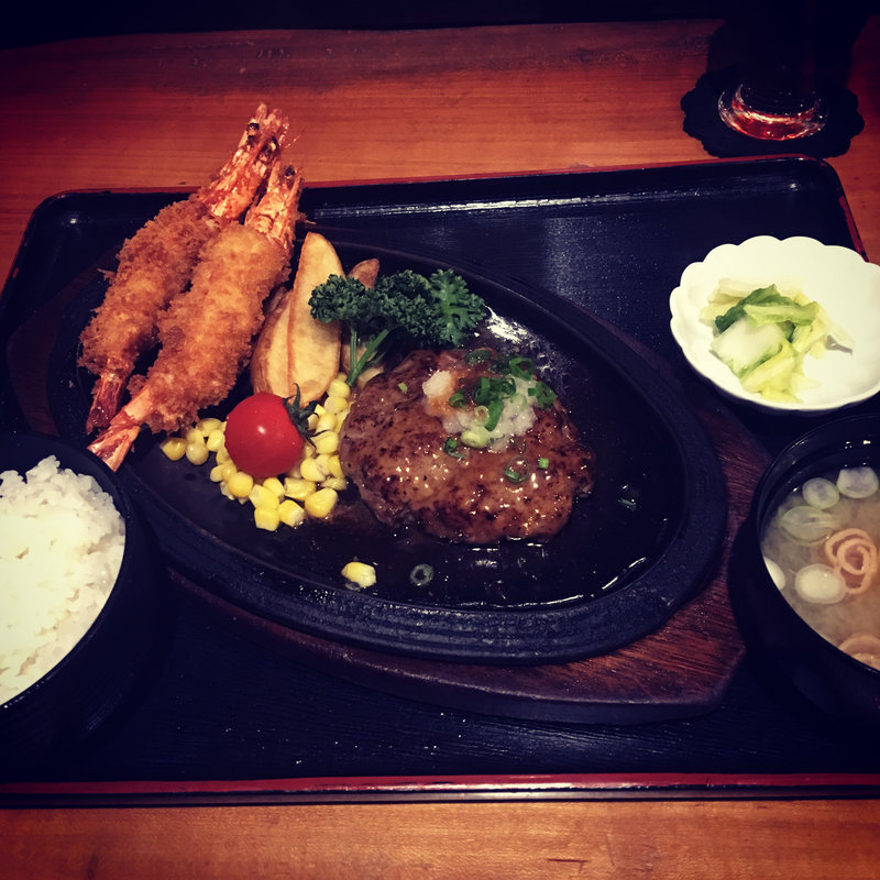 木木定食(ハンバーグとエビフライ)(レストラン 木木)